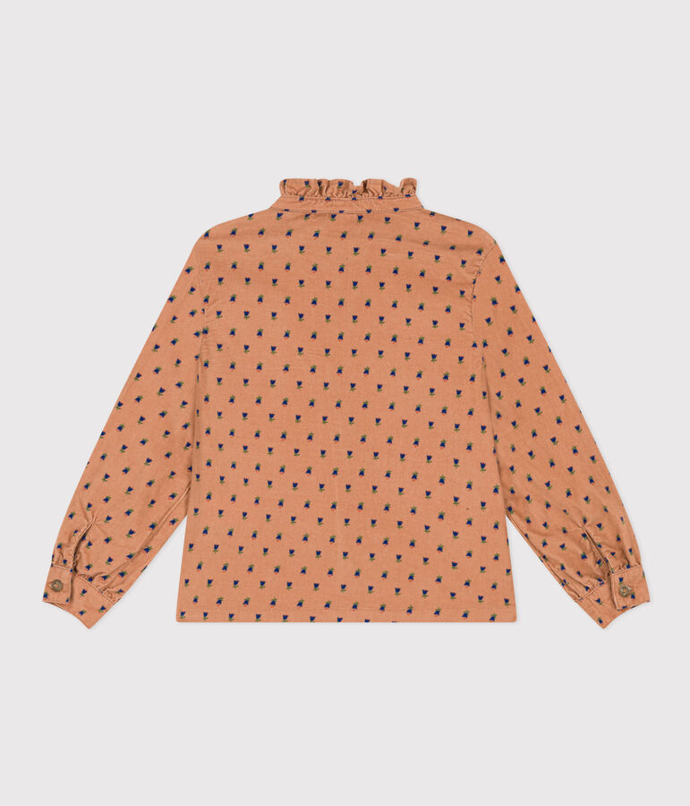 Lang&auml;rmelige Kinderbluse aus Nicki mit Blumenmotiv f&uuml;r M&auml;dchen rosa/vielfarbig