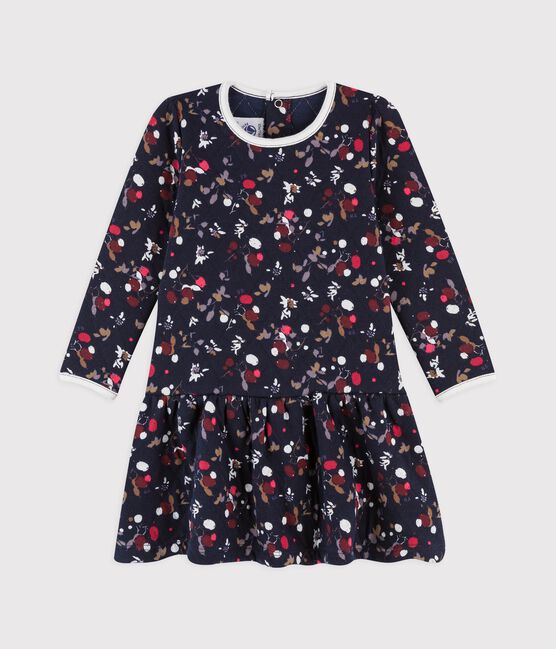 Langärmliges Kleid aus Baby-Baumwolle blau SMOKING/weiss MULTICO