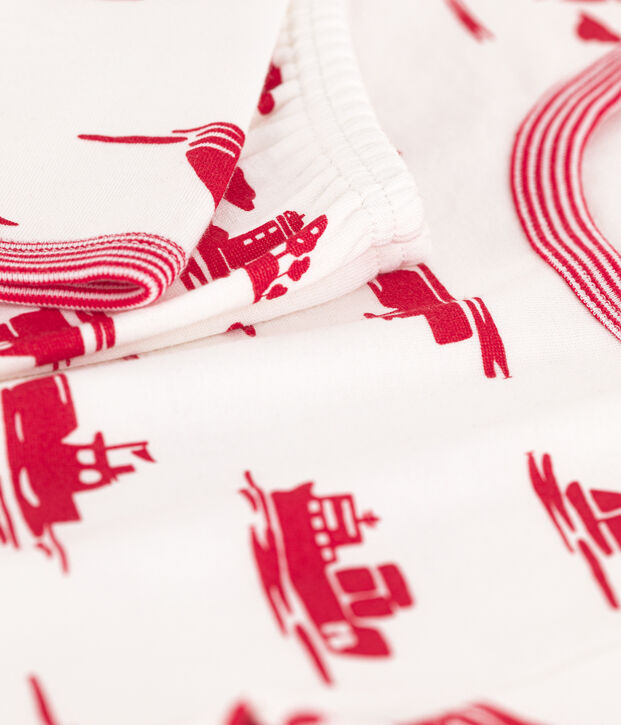 Kinderpyjama Le Havre aus Doppeljersey weiss/rot