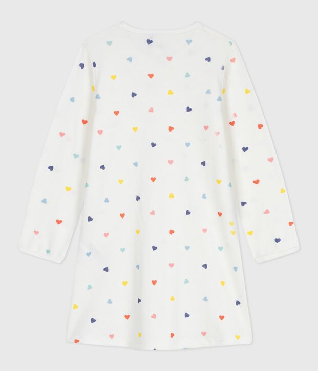 Lang&auml;rmeliges Kinder-Nachthemd aus Baumwolle mit Herzmotiv weiss/vielfarbig