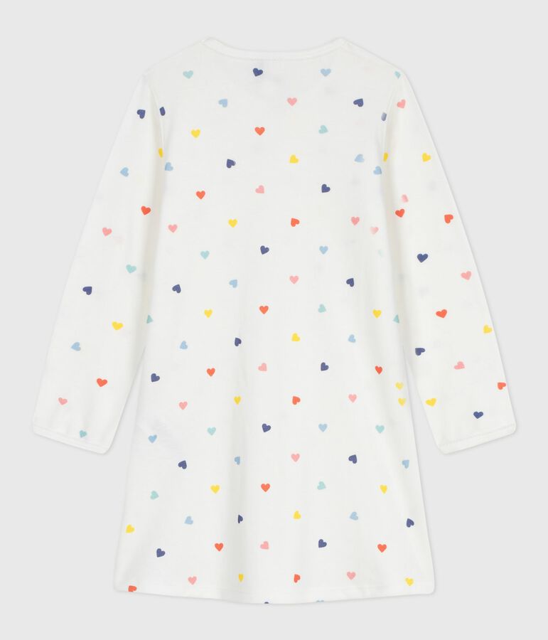 Lang&auml;rmeliges Kinder-Nachthemd aus Baumwolle mit Herzmotiv weiss/vielfarbig