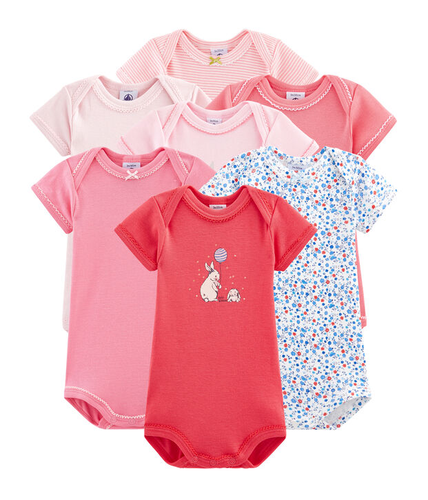 &Uuml;berraschungsbeutel mit 7 kurz&auml;rmeligen Baby-Bodys f&uuml;r M&auml;dchen vielfarbig