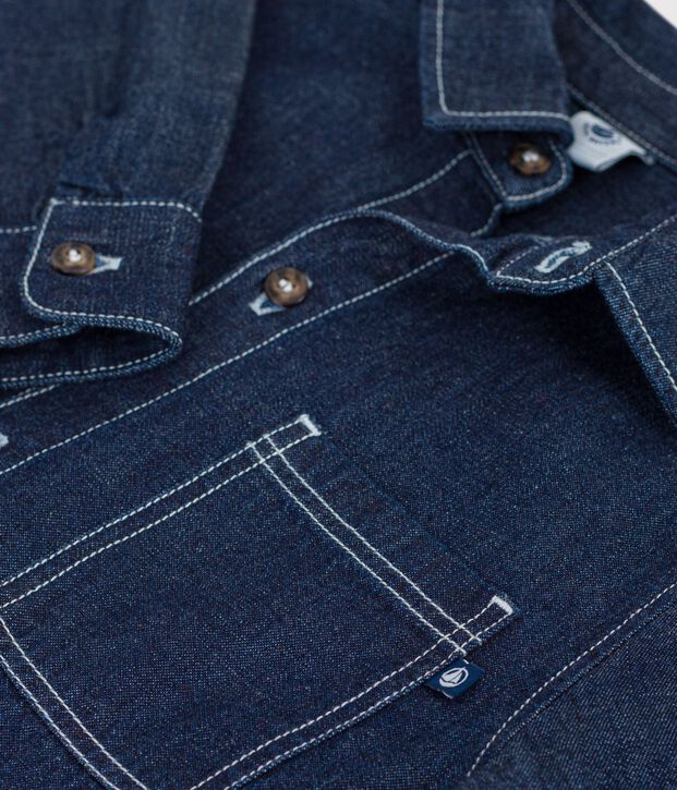 Kinder-Hemd f&uuml;r Jungen aus einfarbigem Denim blau