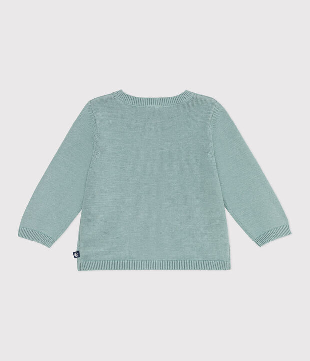 Baby-Cardigan aus Baumwolle mit Zierstrick gr&uuml;n