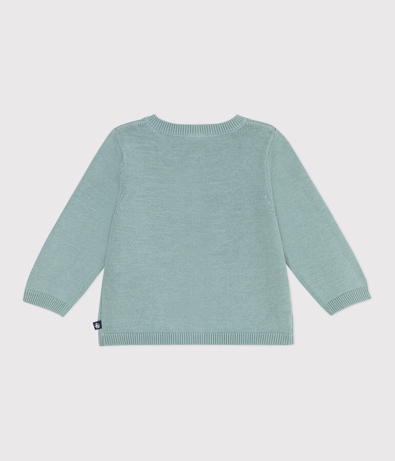 Baby-Cardigan aus Baumwolle mit Zierstrick gr&uuml;n