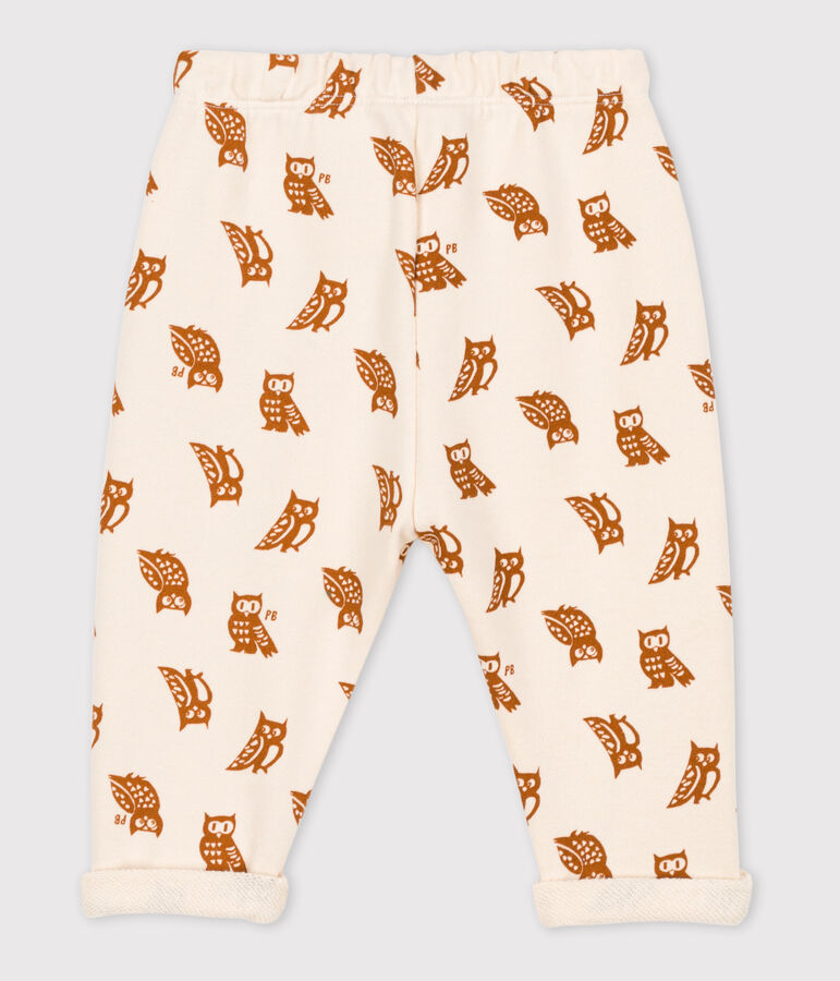 Babyhose aus Molton mit Eulenprint naturfarben/braun