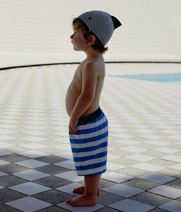 Gestreifte baby-strandshorts jungen blau/weiss