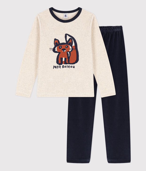 Kinderpyjama aus Nicki mit Fuchsmotiv blau/vielfarbig