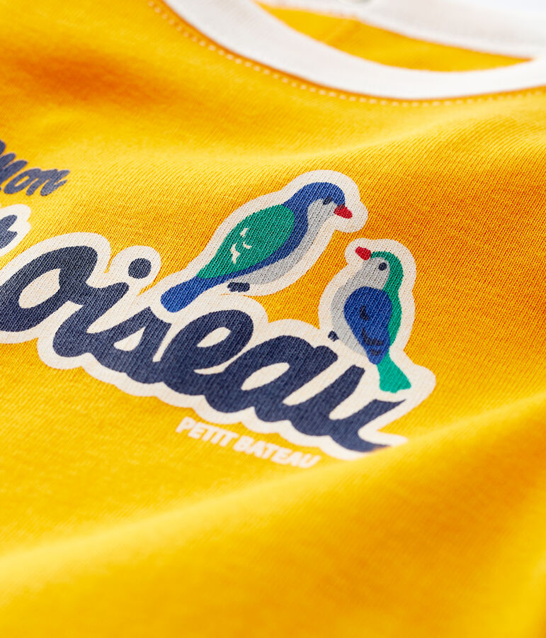 Kurz&auml;rmeliges Baby-T-Shirt aus Baumwolle f&uuml;r Jungen gelb TEHONI/weiss MARSHMALLOW