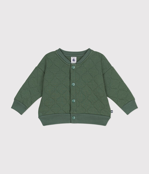 Baby-College-Jacke aus gestepptem Doppeljersey gr&uuml;n