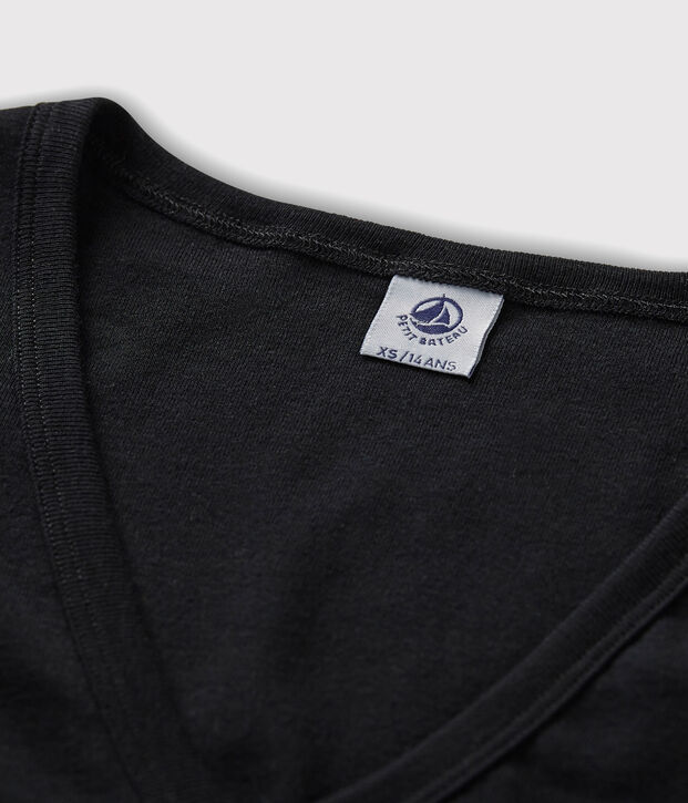 Klassisches Damen-T-Shirt aus Baumwolle mit V-Ausschnitt blau