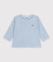 Langärmeliges Baby-T-Shirt aus Baumwolle mit Streifen ADRIATIC/ MARSHMALLOW