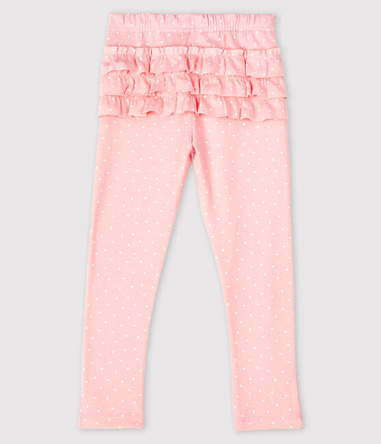 Bedruckte Baby-Leggings für Mädchen rosa MINOIS/weiss MARSHMALLOW