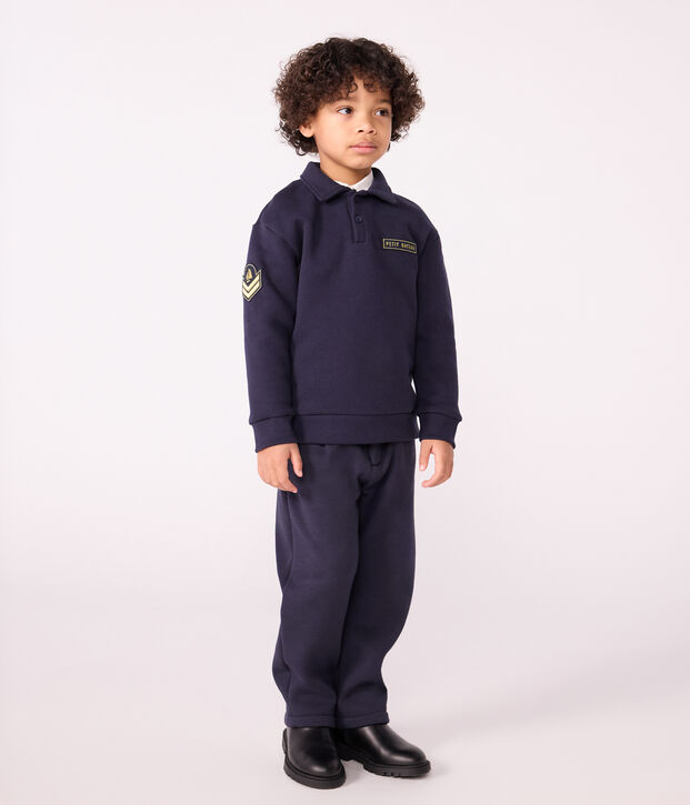 Kinder-Sweatshirt im Polo-Stil aus einfarbiger Baumwolle SMOKING