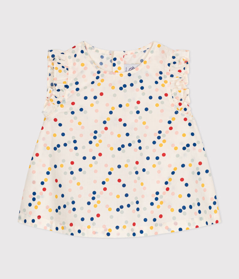 &Auml;rmellose Babybluse aus Popeline weiss/vielfarbig