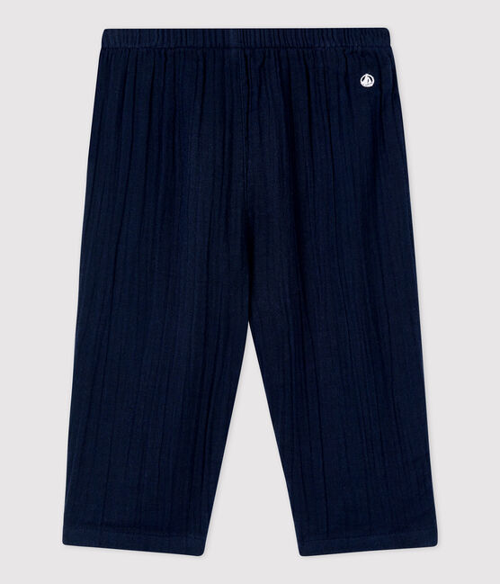 Baby-Hose aus Bio-Baumwollgaze blau SMOKING