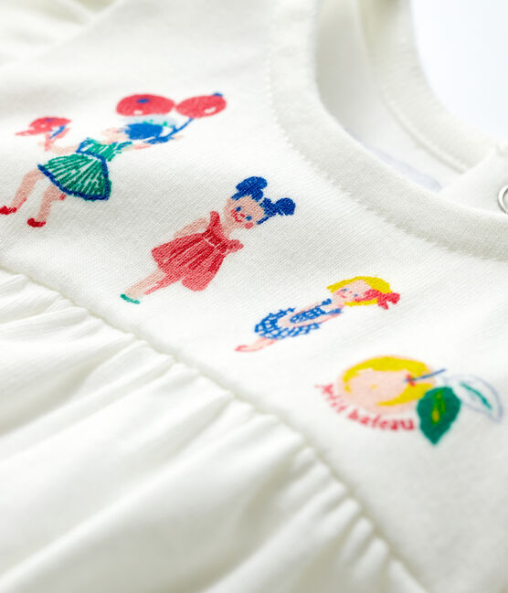 Kurzärmelige Baby-Bluse aus Baumwolle für Mädchen weiss MARSHMALLOW