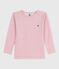 Langärmeliges Kinder T-Shirt aus einfarbiger Wolle und Baumwolle rosa JOLI