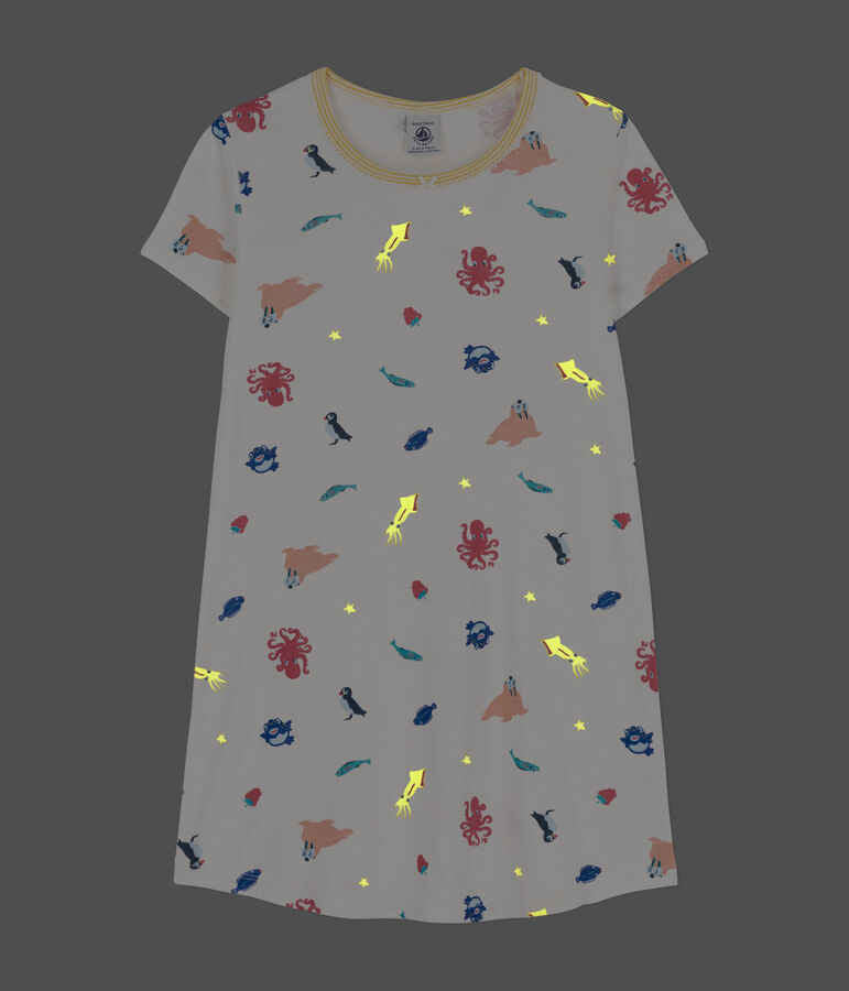 Phosphoreszierendes Nachthemd aus Baumwolle f&uuml;r M&auml;dchen weiss/vielfarbig