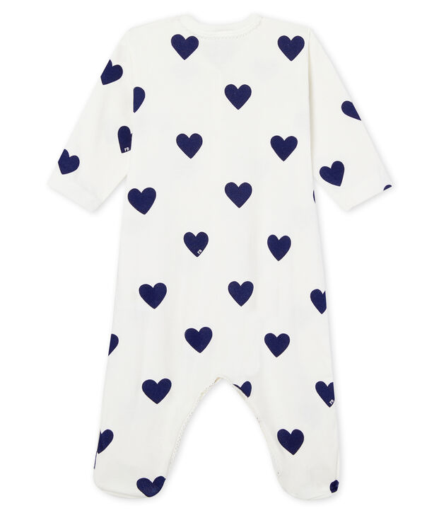 Baby-Strampler aus Rippstrick f&uuml;r M&auml;dchen-Jungen weiss/blau