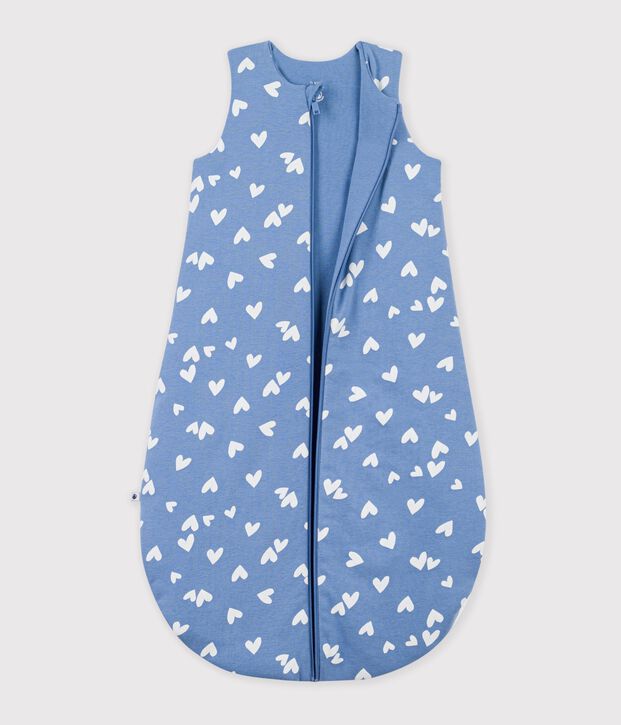 Babyschlafsack aus Baumwolle mit Herzmotiv TOG-Wert 2,5 blau/weiss