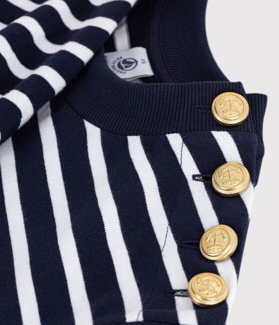 Damen-Streifenshirt Marinière aus Baumwolle blau SMOKING/weiss MARSHMALLOW