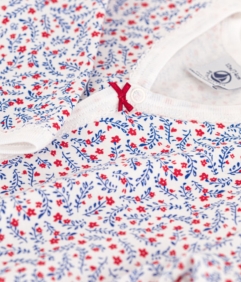 Gebl&uuml;mter Strampler aus Baumwolle weiss/vielfarbig