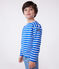 Langärmeliges Kinder-Unisex Streifenshirt aus Baumwolle blau PERSE/weiss MARSHMALLOW