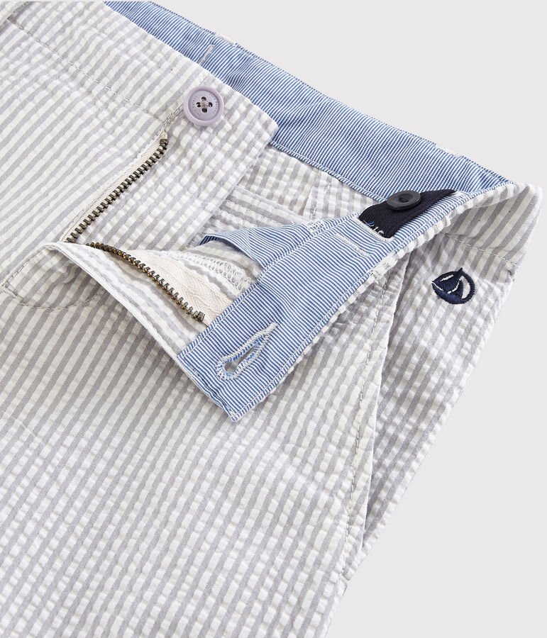 Kinder-Bermuda aus Seersucker f&uuml;r Jungen grau/weiss