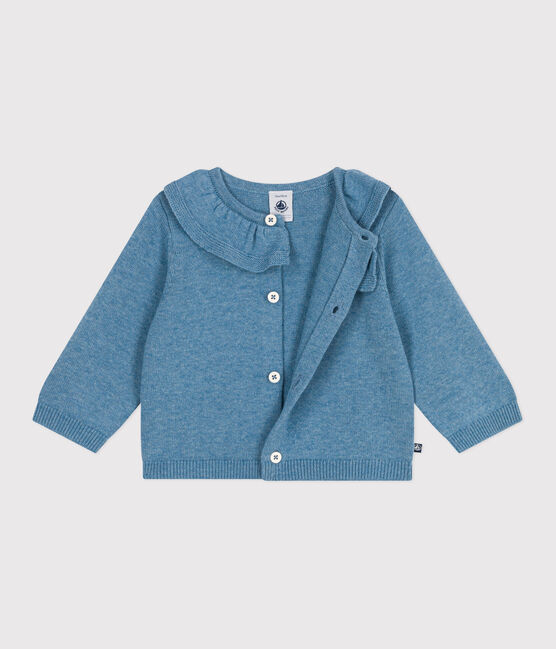 Baby-Cardigan mit Kragen aus einfarbigem Woll- und Baumwollstrick ADRIATIC