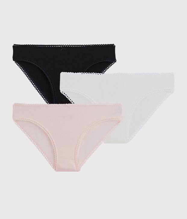 3er-Set Damenslips aus Baumwolle mit Elastan vielfarbig