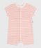 Baby-Kurzoverall aus gestreiftem Baumwoll-Frottee  orange MARSHMALLOW/ ABRICOT