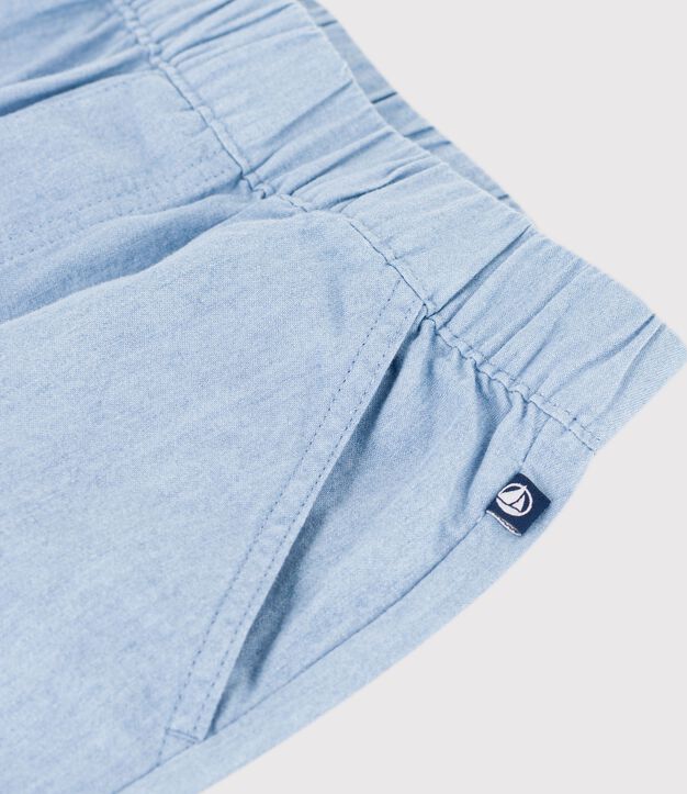 Kinder-Bermudashorts aus einfarbiger Baumwolle blau