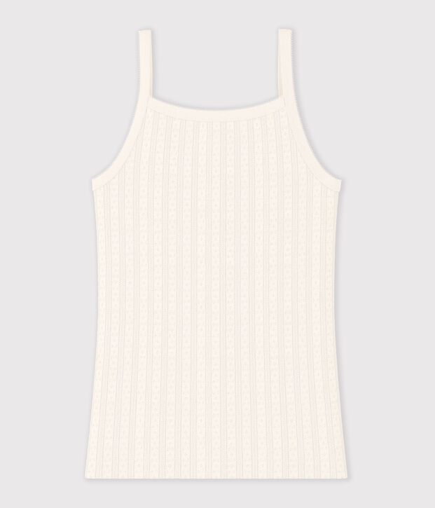 Damen Spaghetti-Top aus Baumwolle mit Lochstickerei MILK