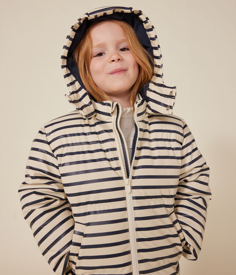 Kinder-Winterjacke f&uuml;r M&auml;dchen und Jungen naturfarben/blau