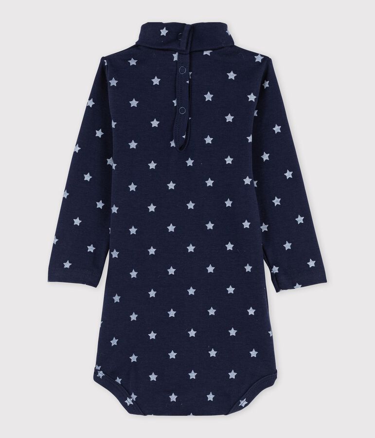 Lang&auml;rmeliger Baby-Body mit Rollkragen, Unisex blau/weiss