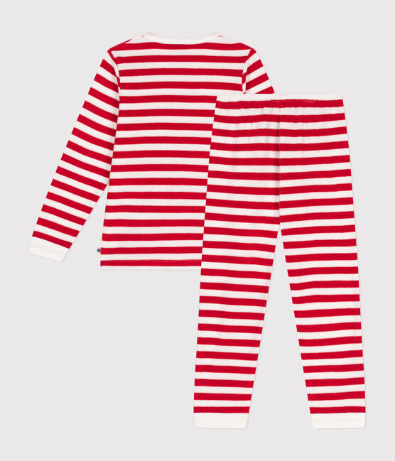 Kinder-Pyjama aus Nicki mit Streifen rot AURORA/ MARSHMALLOW