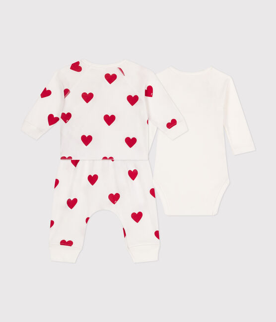 3er-Set aus Baumwolle mit Herzmotiv weiss MARSHMALLOW/rot TERKUIT