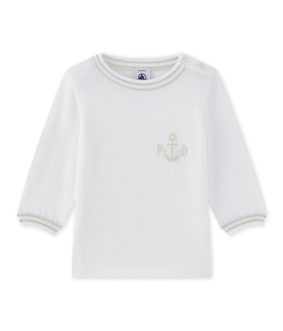 Baby-Jungen-Pullover aus Jersey weiss MARSHMALLOW