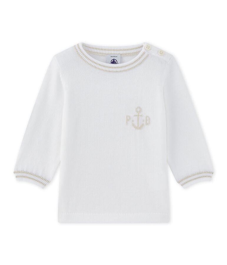 Baby-Jungen-Pullover aus Jersey weiss MARSHMALLOW