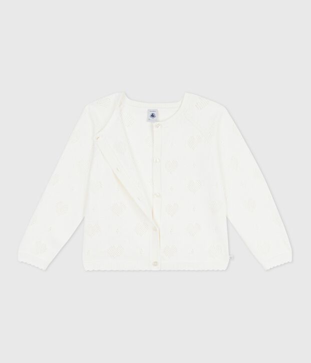 Kinder-Cardigan aus einfarbiger Baumwolle weiss