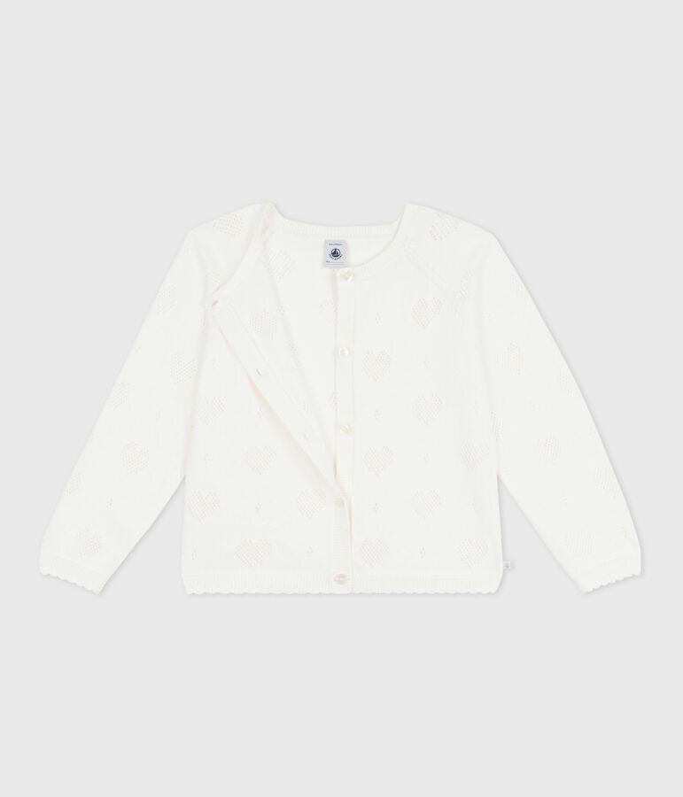 Kinder-Cardigan aus einfarbiger Baumwolle weiss