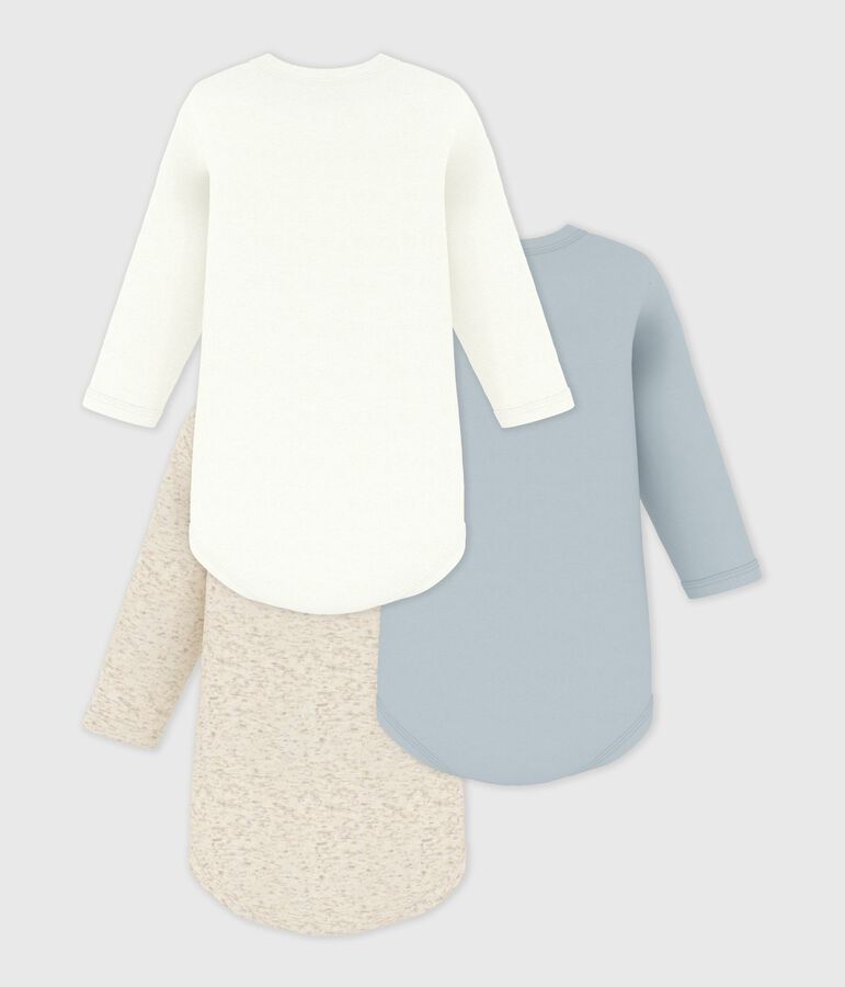 3er-Set lang&auml;rmelige einfarbige Bodys aus Baumwolle vielfarbig