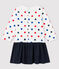 Langärmeliges Baby-Kleid für Mädchen weiss MARSHMALLOW/weiss MULTICO