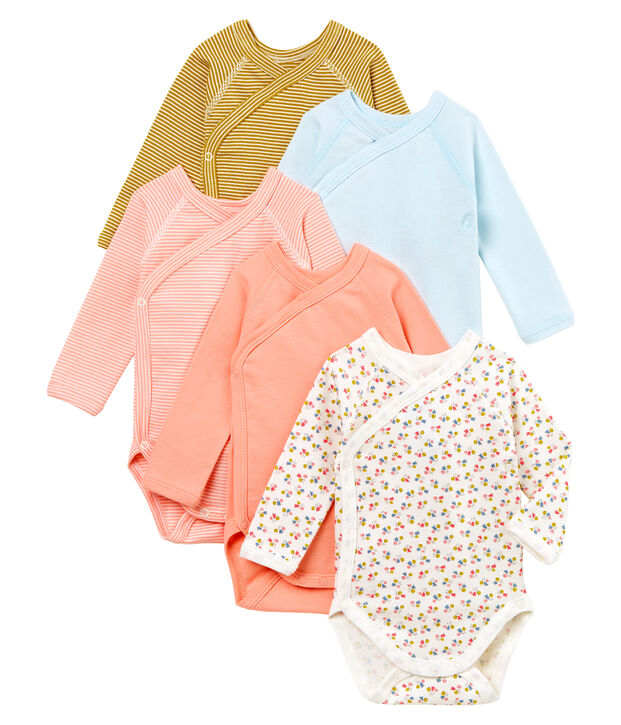 5er-Set Baby-Bodys f&uuml;r neugeborene M&auml;dchen vielfarbig