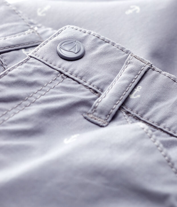 Baby-Hose aus besticktem Twill Jungen grau