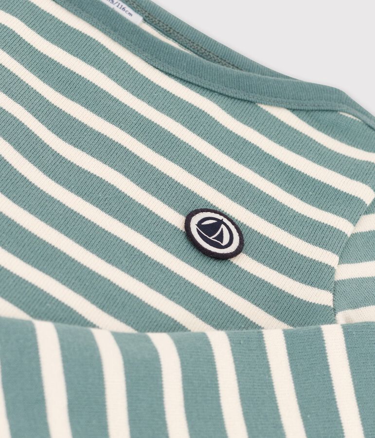 Streifenshirt aus Baumwolle f&uuml;r M&auml;dchen und Jungen gr&uuml;n/naturfarben