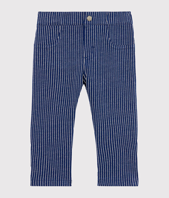 Gestreifte Strick-Babyhose für Jungen blau SMOKING/weiss MARSHMALLOW