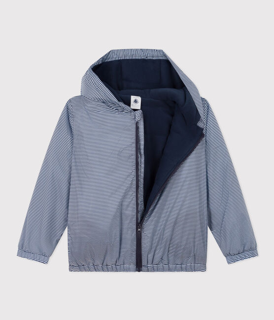 Warme Windjacke aus recyceltem Polyester für Kinder Mädchen/Jungen blau SMOKING/weiss MARSHMALLOW