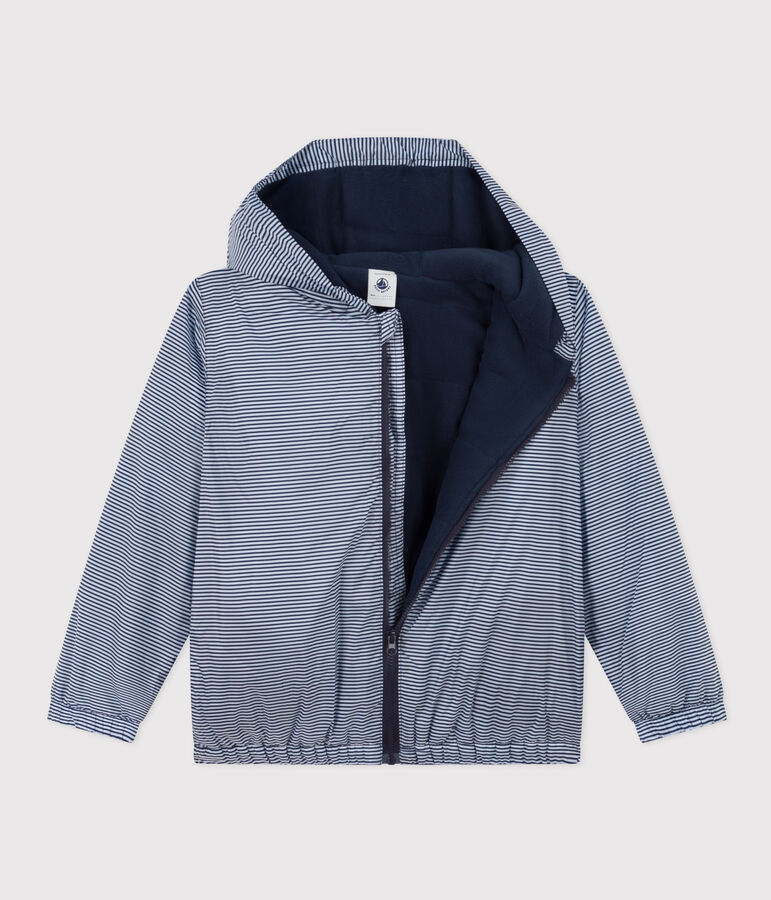 Warme Windjacke aus recyceltem Polyester f&uuml;r Kinder M&auml;dchen/Jungen blau/weiss